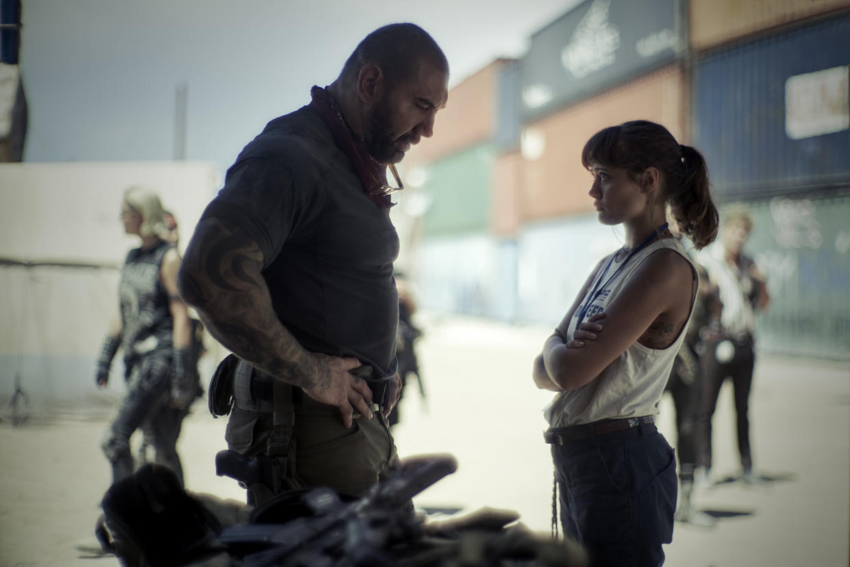 Dave Bautista and Ella Purnell in Zack Snyder's new zombie heist movie, 'Army of the Dead' (Photo: Clay Enos/Netflix)              