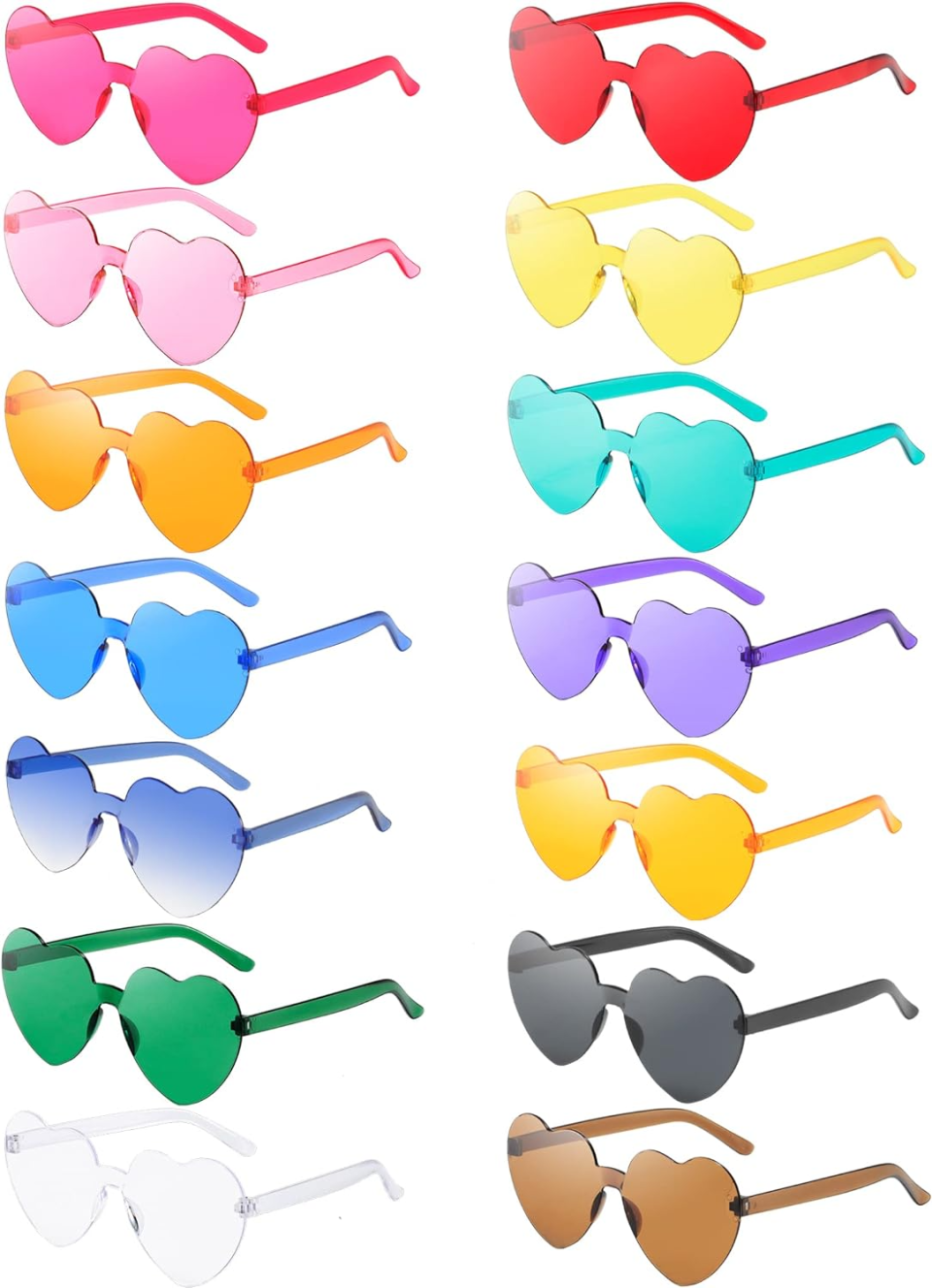 LUCKYCHRIS 14 Pairs Heart Shaped Sunglasses