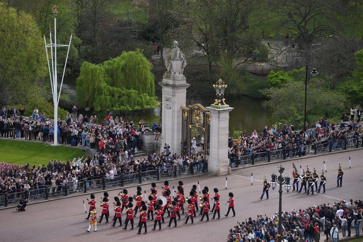 British and French troops during the parade at Buckingham Palace (Aaron Chown/PA Wire)