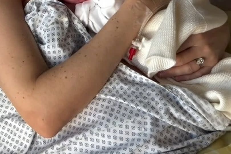 Megan welcomed her first child with her fiancé Oliver Burke on Monday 7 October