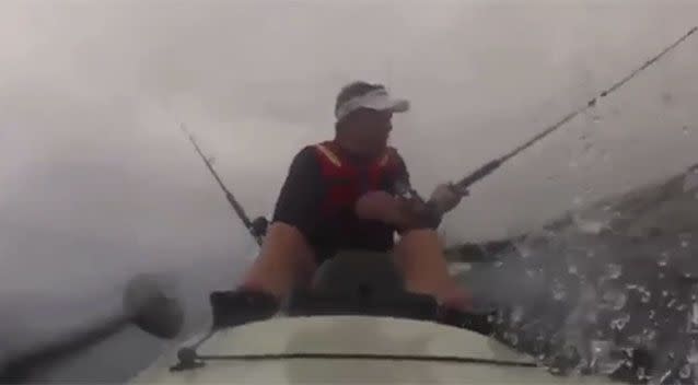 The moment the large shark struck the kayak was captured on camera. Source: YouTube.