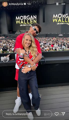 <p>Patrick Mahomes/Instagram</p> Brittany Mahomes and Patrick Mahomes at Morgan Wallen's concert in London