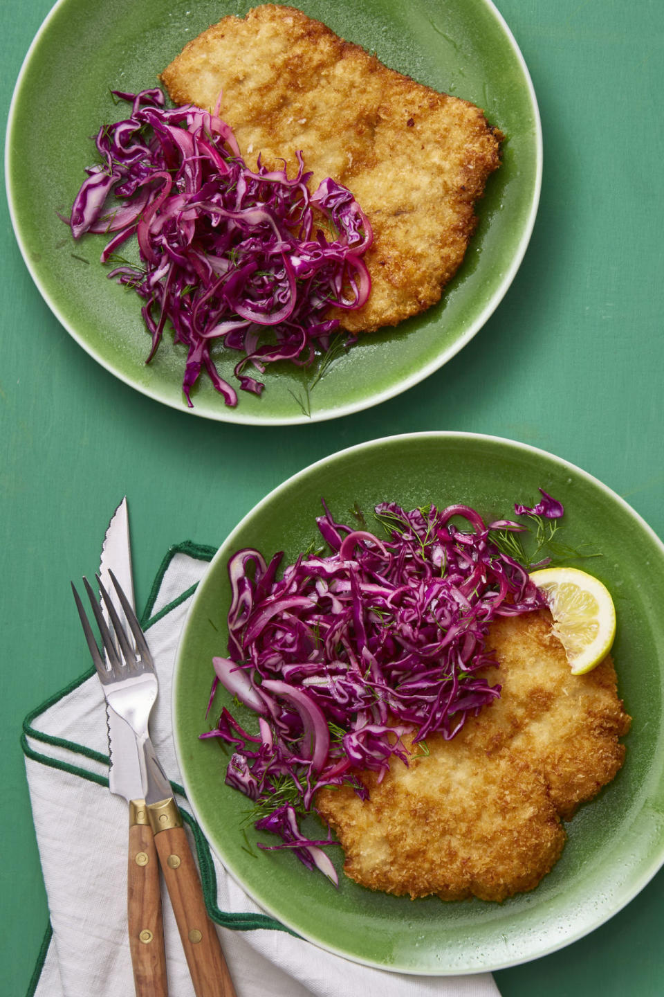 Pork Schnitzel with Red Cabbage and Caraway Salad