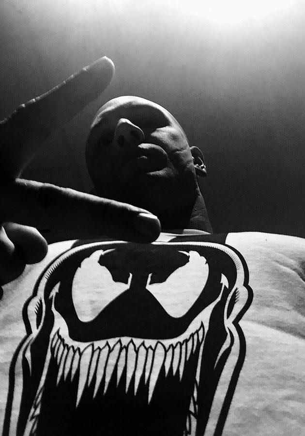 Sony posted this pic of Tom in a Venom tee. Source: Twitter