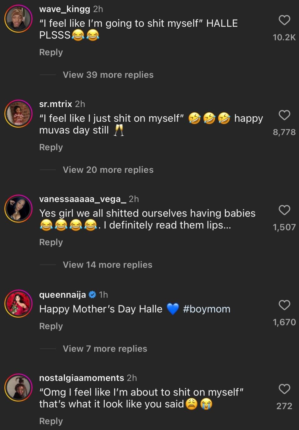 Screenshot of comments about Halle Bailey