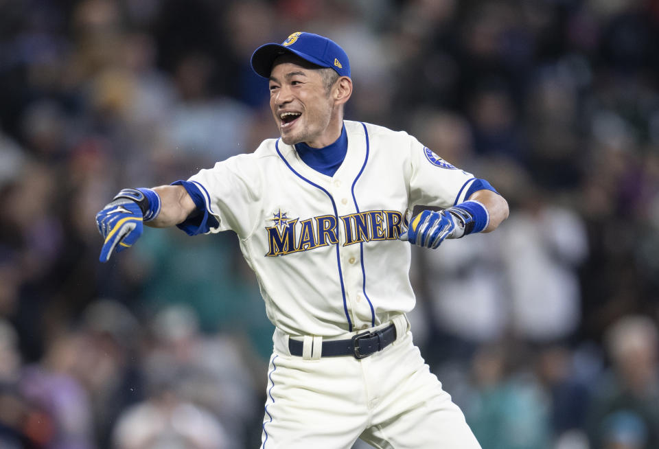 Ichiro Suzuki, 45, has reportedly signed a minor league contract with the Mariners that will allow him to be on the active roster for the Japan series in March. (Photo by Stephen Brashear/Getty Images)