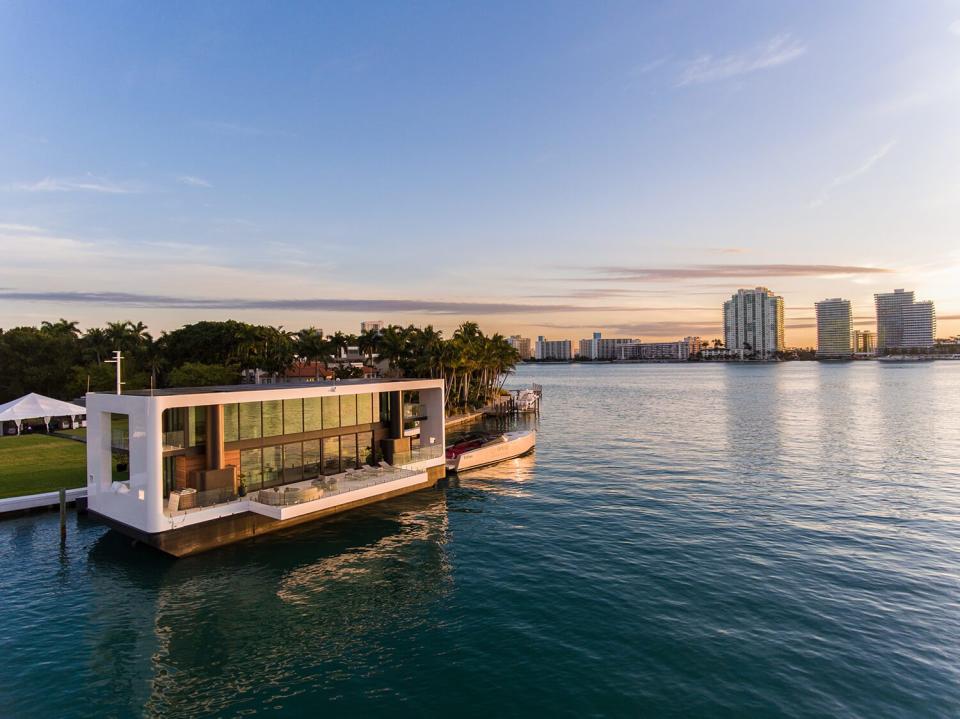 Shot of the Arkup docked just outside Miami at sunset. 