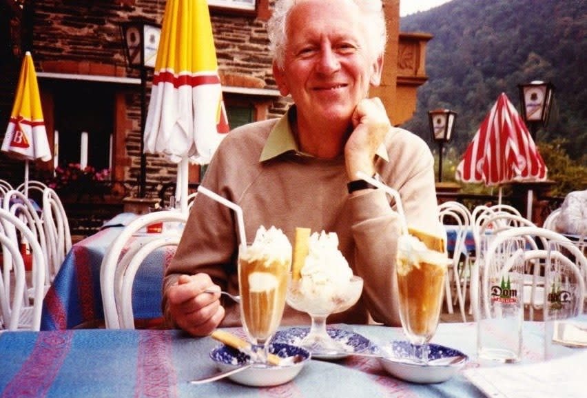 Purser on a river cruise in Germany, 1990s