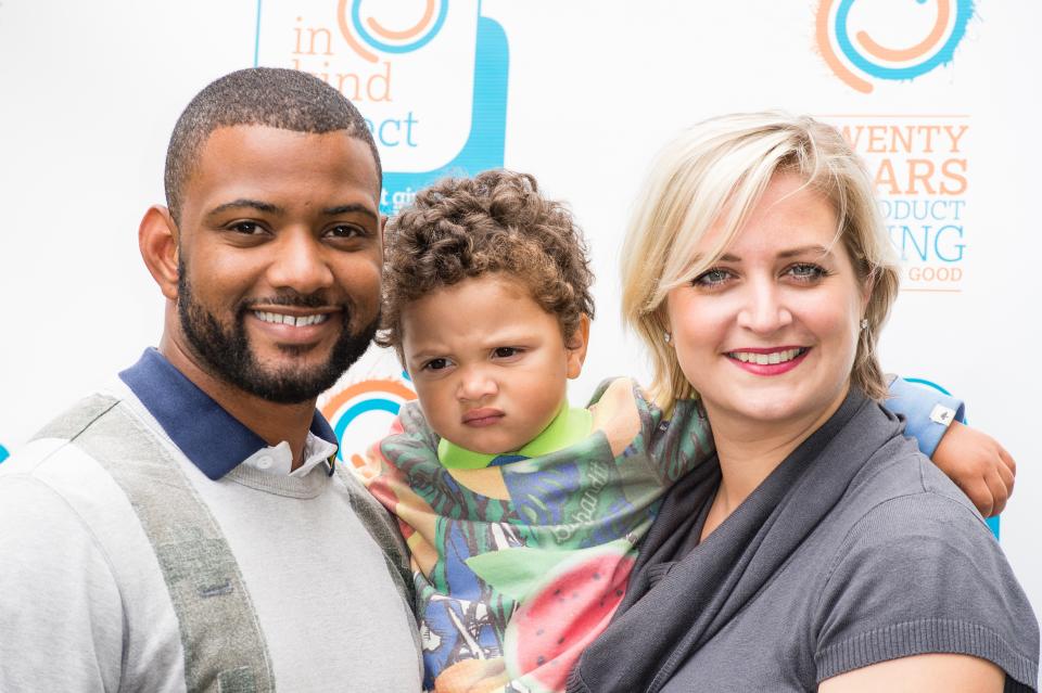 <p>JB Gill with son Ace Gill and wife Chloe Tangney</p>Getty Images