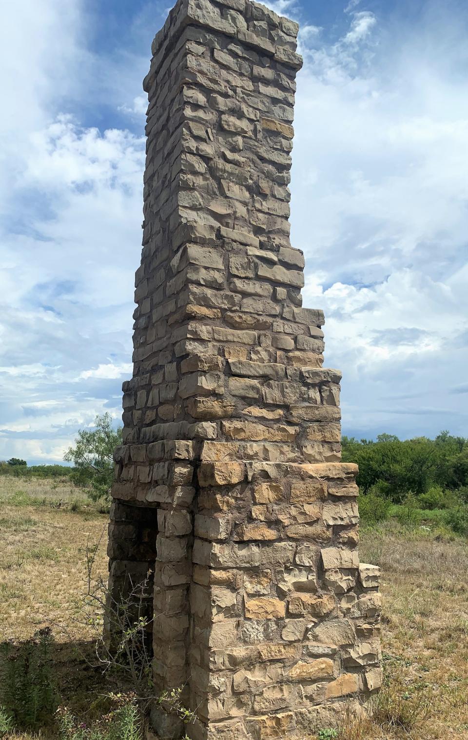 A replica of a chimney often scene on Texas prairie was built at Chimney Creek ranch near the location of Smith's Station.