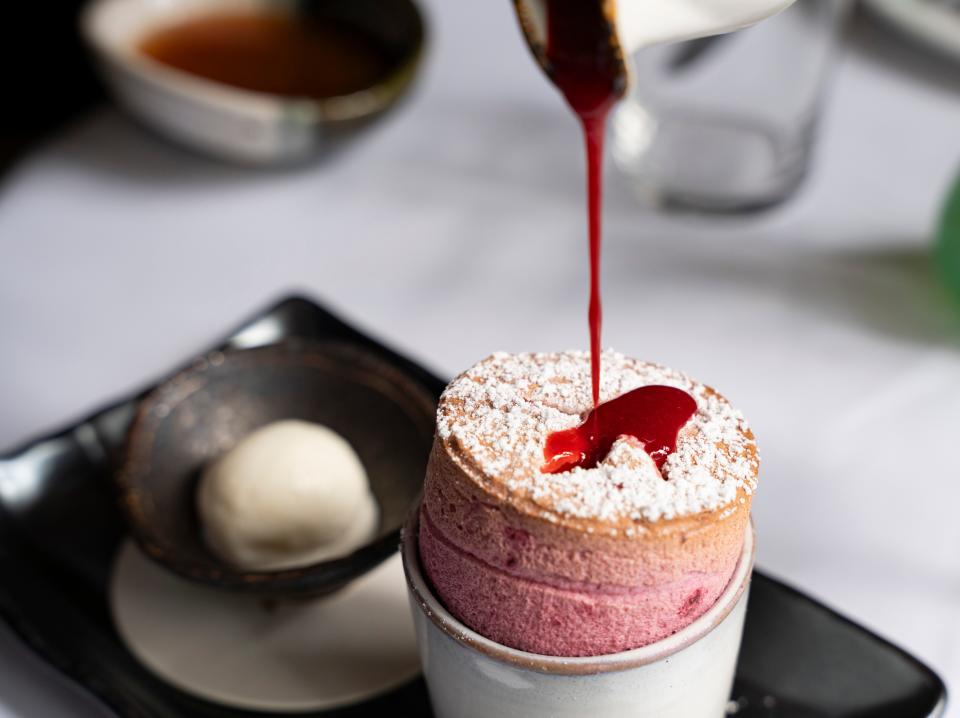 Pretty in pink: Le Colonial's raspberry souffle, $15.
