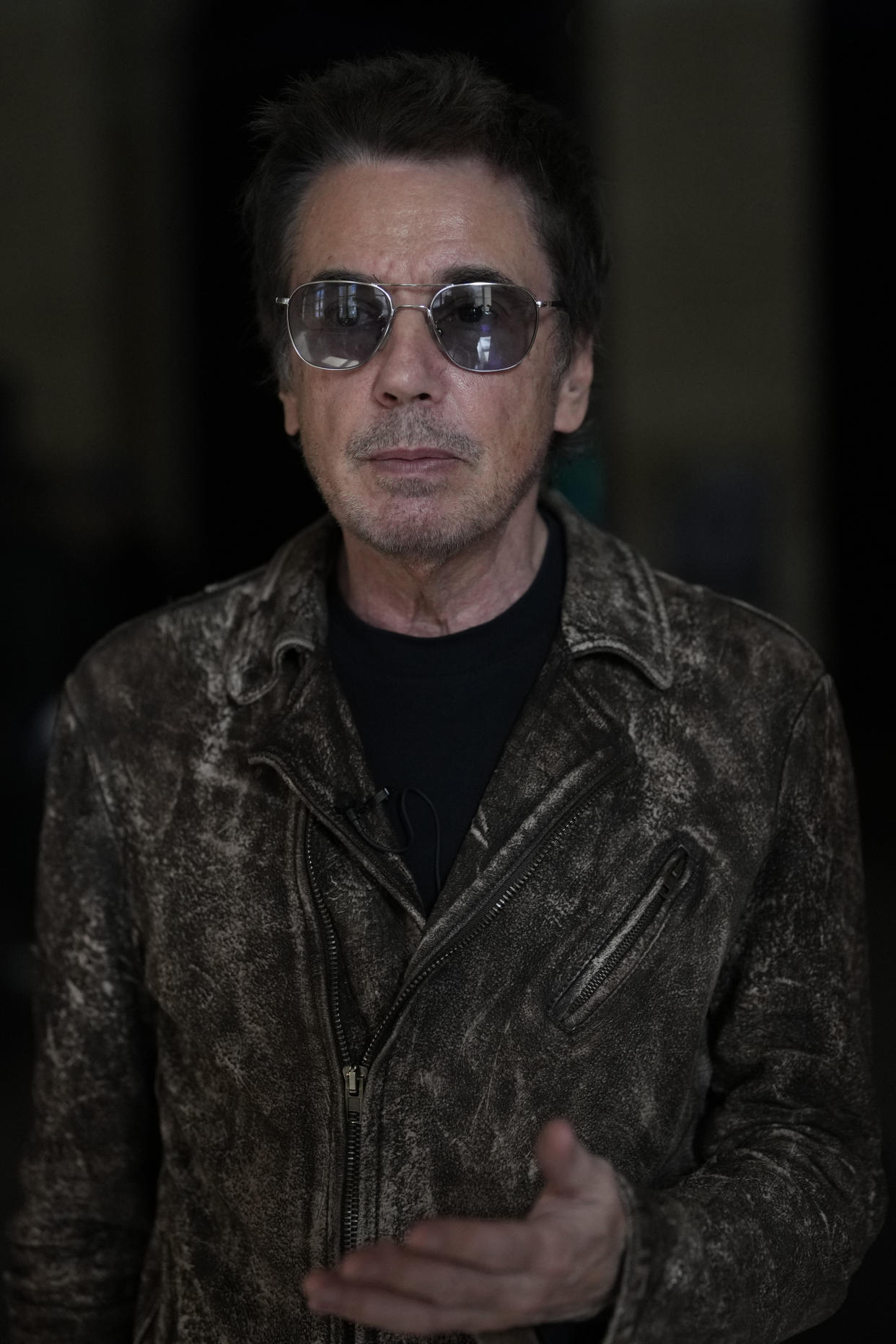 French electronic music performer Jean-Michel Jarre is interviewed by Associated Press, in Paris, Tuesday, Oct. 25, 2022. Genes — and a dash of humility — are the secrets of longevity for one of France's biggest music stars, Jean-Michel Jarre, the septuagenarian electronic music pioneer who's sold over 85 million records and is still going strong. (AP Photo/Thibault Camus)