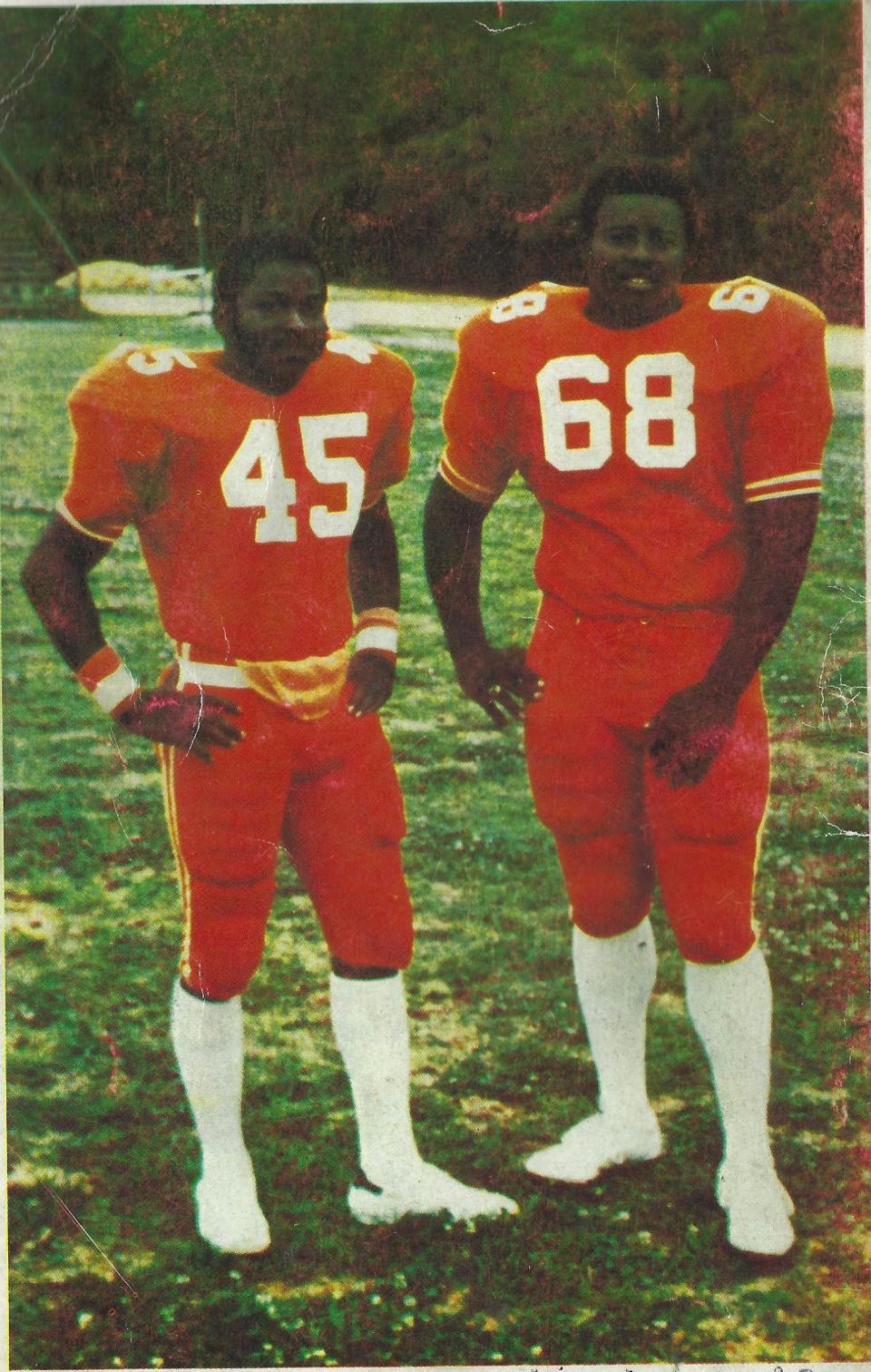 Florida A&M University running back Ike Williams (left) and offensive lineman Tyrone McGriff (right) were All-American football players for the Rattlers