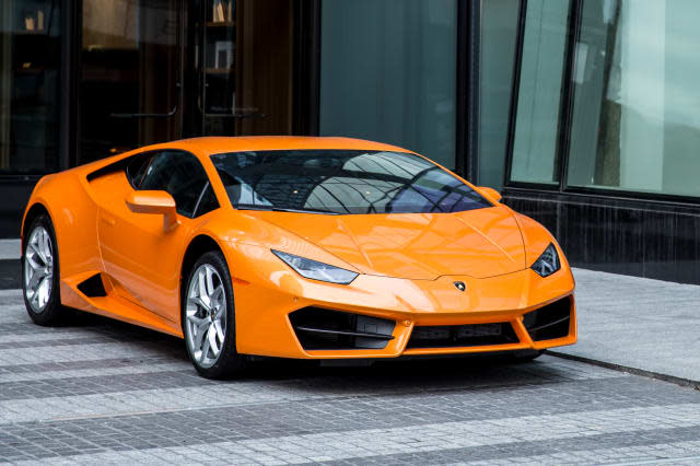 Lamborghini Huracan car of orange color