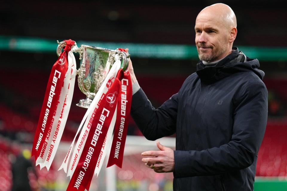 Erik ten Hag’s celebrations are over as Manchester United turn focus to the FA Cup (John Walton/PA) (PA Wire)