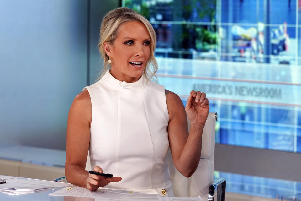 FILE - Dana Perino, co-host of Fox News Channel's "America's Newsroom," appears on the television program, in New York, May 26, 2021. The second Republican presidential debate starts at 9 p.m. ET on Wednesday, Sept. 27, 2023, at the Ronald Reagan Presidential Library in California. It’s being moderated by Fox Business Network host Stuart Varney and Fox News Channel host Dana Perino, as well as Univision anchor Ilia Calderón. (AP Photo/Richard Drew, File)