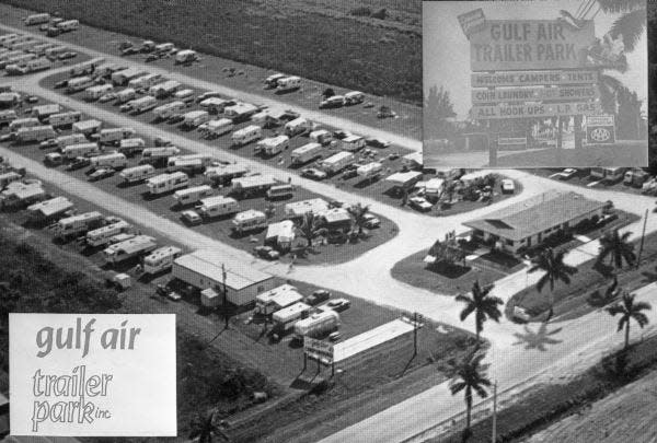 An aerial view of Gulf Air Trailer Park (circa 1970).