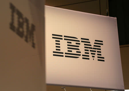 FILE PHOTO: The IBM logo is seen at the SIBOS banking and financial conference in Toronto, Ontario, Canada October 19, 2017. REUTERS/Chris Helgren/File Photo