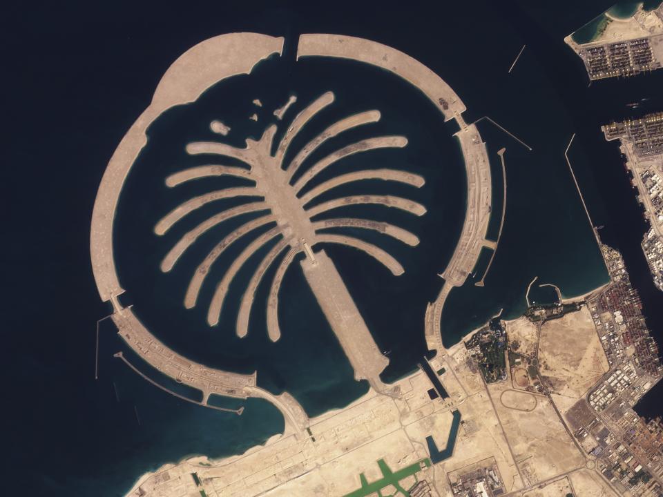 This satellite image provided by Planet Labs PBC shows the manmade Palm Jebel Ali archipelago off the coast of Dubai, United Arab Emirates on Jan. 16, 2023. For the first time since a 2009 financial crisis nearly brought Dubai to its knees, several major abandoned real estate projects now show signs of life. As with its other booms, war again is driving money into Dubai and buoying its economy. This time it's Russian investors fleeing Moscow’s war on Ukraine, rather than people escaping Mideast battlefields. (Planet Labs PBC via AP)