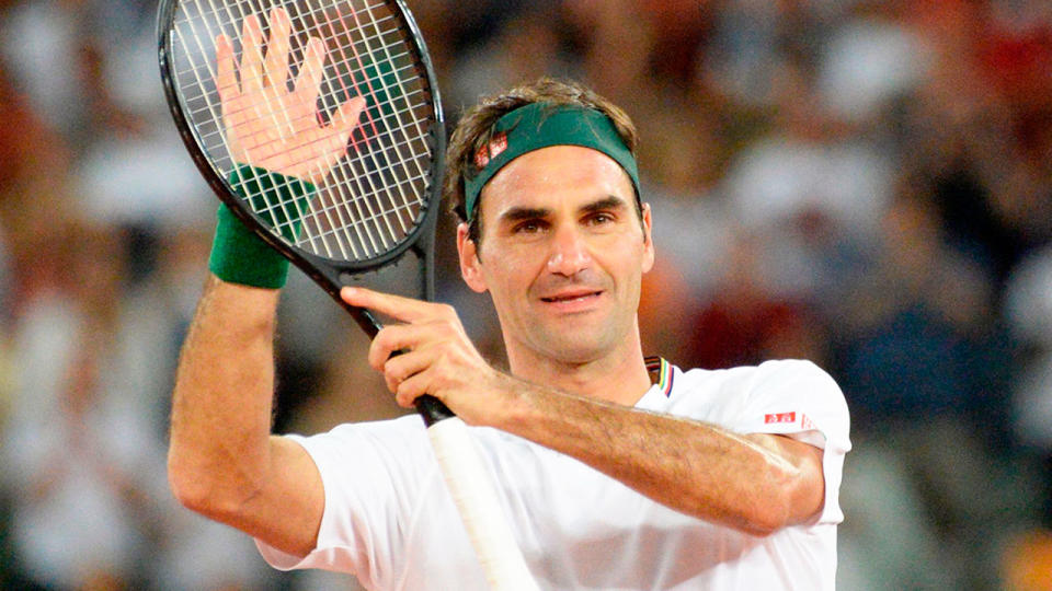 Pictured here, Roger Federer applauds fans at an exhibition match in Cape Town.