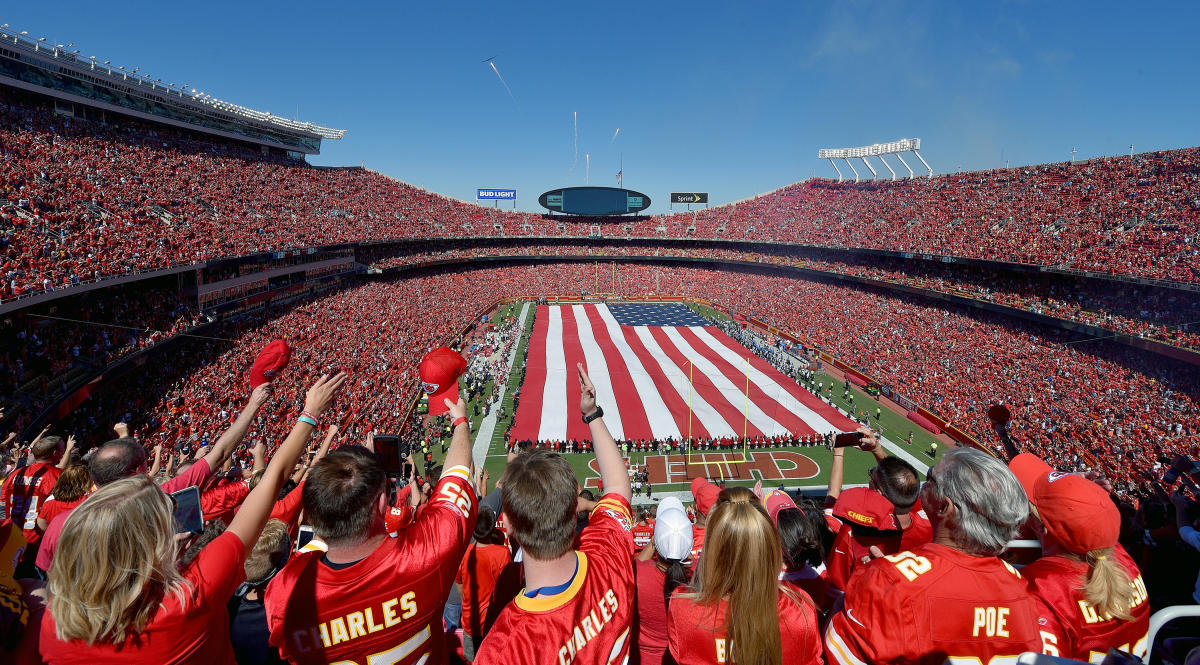 Aerial View of Arrowhead Stadium before , Stock Video