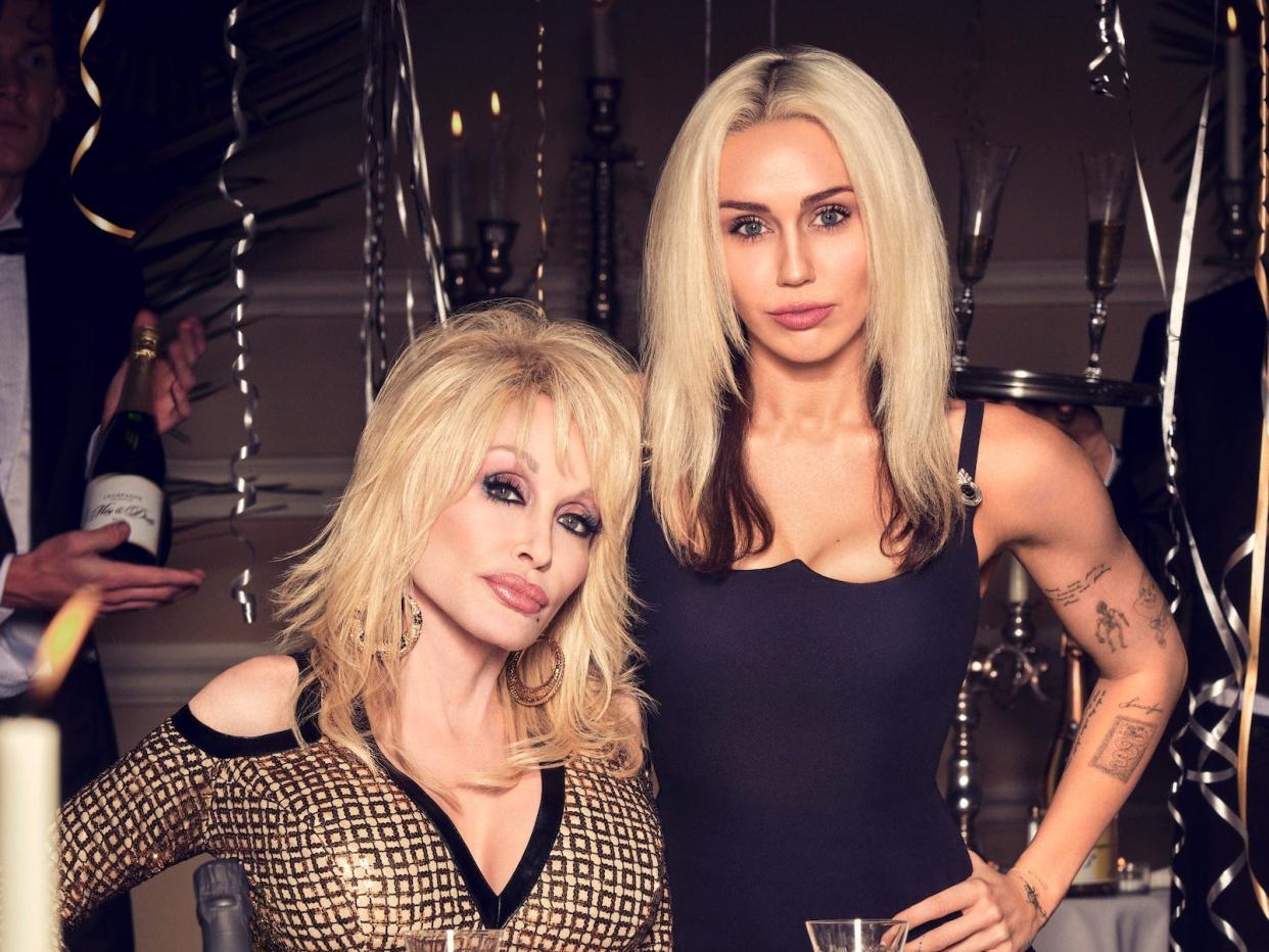 Dolly Parton and Miley Cyrus in December 2022