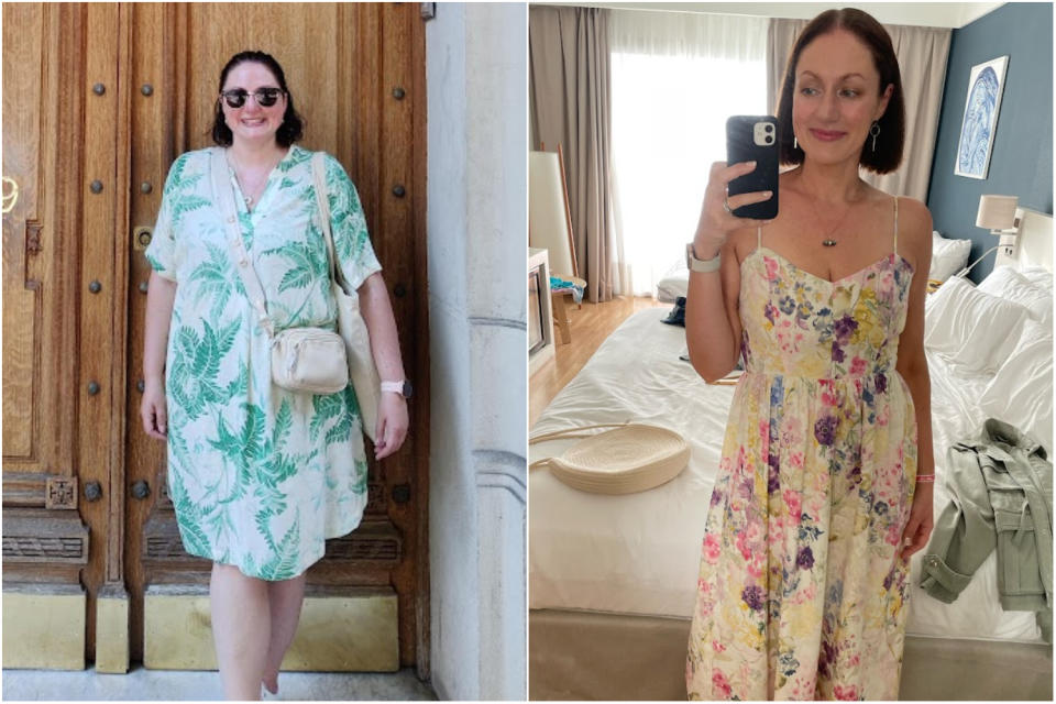 Genevieve Smith on holiday in April 2022 and April 2023