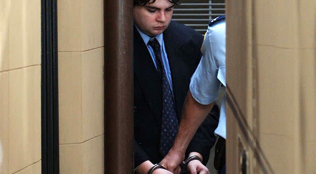 William Matheison is lead handcuffed to a corrective service van after he was sentenced. Photo: AAP