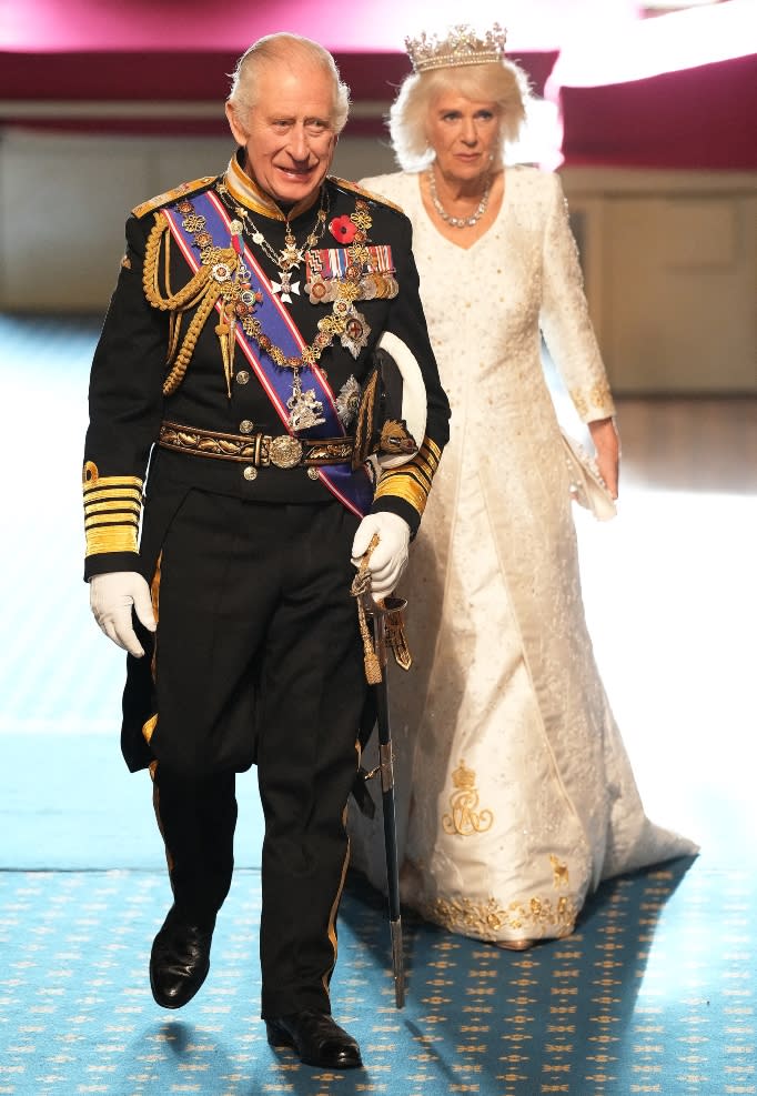 King Charles and Queen Camilla attend the State Opening of Parliament at the Houses of Parliament, London, UK, on the 7th November 2023