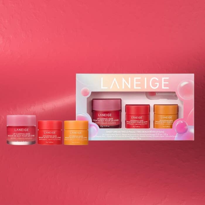 Laneige's cult-favorite and intensely moisturizing lip sleeping mask is adored for its cushiony formula and it's the perfect way to smooth parched, flaky lips. It uses a berry mix complex to boost moisture and deliver antioxidant benefits while you sleep, while a blend of shea and seed butters nourishes lips. This Sephora-exclusive set contains one full size and two minis.You can buy the Laneige lip sleeping mask set at Sephora for $32.