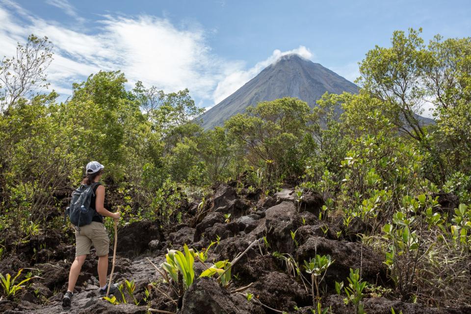 woman hiking arenal 1968 trail