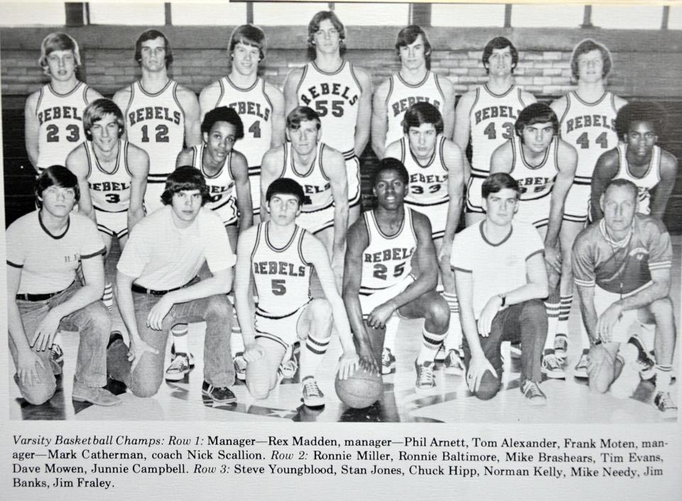The 1973-74 South Hagerstown boys basketball team went 25-0 (not counting a win over an alumni team) and won the Maryland Class A (now 3A) state championship, the last state title won by a Washington County boys basketball squad.