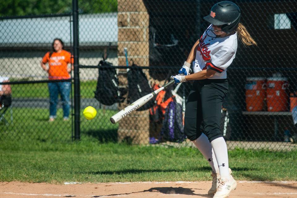 Marlboro's Kalista Birkenstock bats during the class B regional softball game at Middletown High School in Middletown, NY on Saturday, June 4, 2022. Marlboro defeated Babylon 10-1. KELLY MARSH/FOR THE TIMES HERALD-RECORD