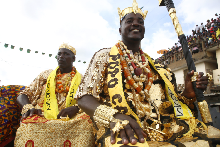 The Popo Carnival's "Ebe" (most handsome man) in Bonoua, Ivory Coast - 30 April 2022