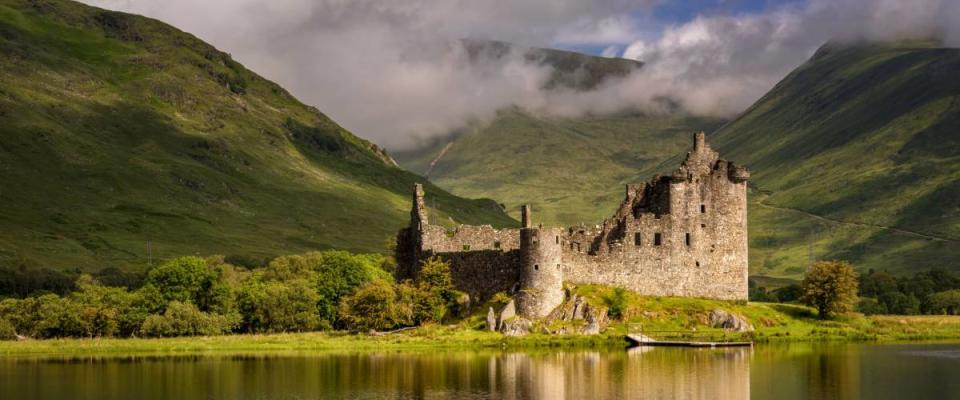 Reflection of Kilchurn Castle in Loch Awe, Highlands, Scotland