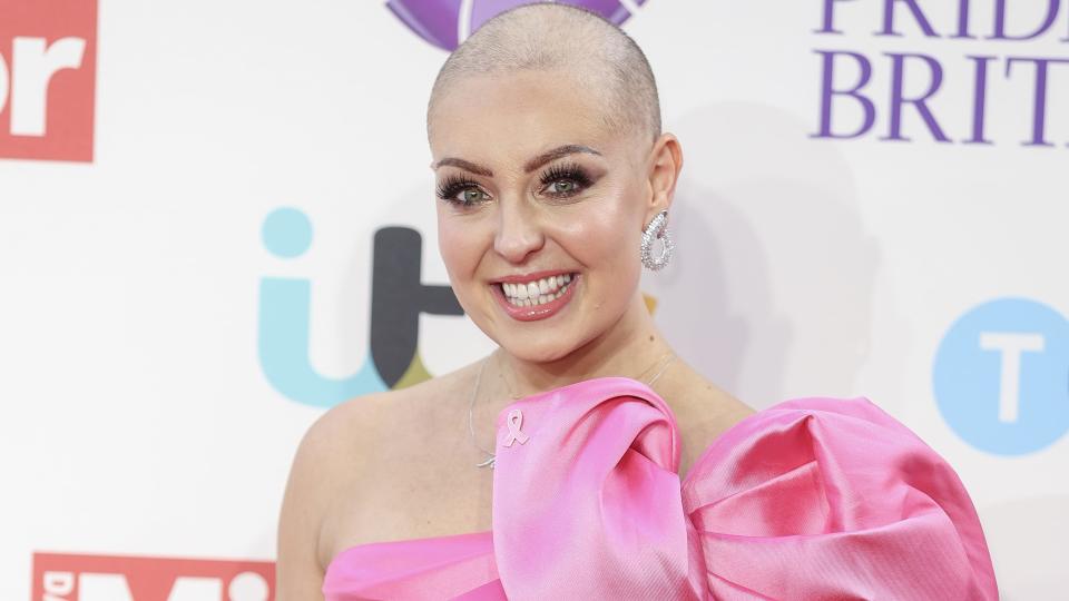 LONDON, ENGLAND - OCTOBER 08: Amy Dowden arrives at the Pride Of Britain Awards 2023 at Grosvenor House on October 08, 2023 in London, England. (Photo by Mike Marsland/WireImage)