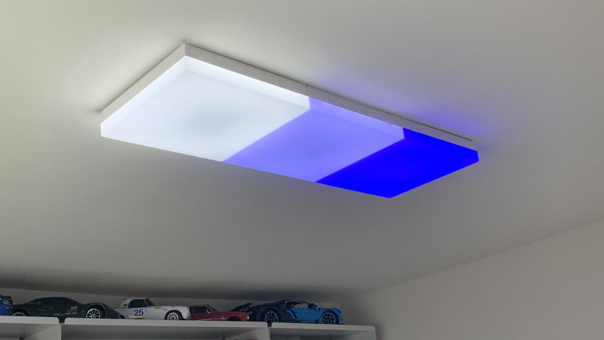  Nanoleaf Skylight mounted on the ceiling. 