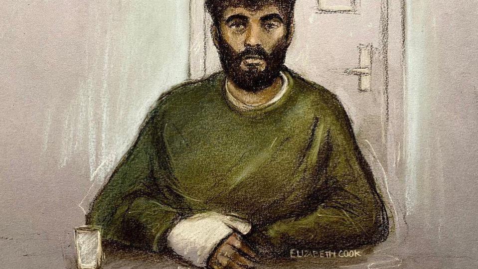 Court sketch of Hassan Jhangur