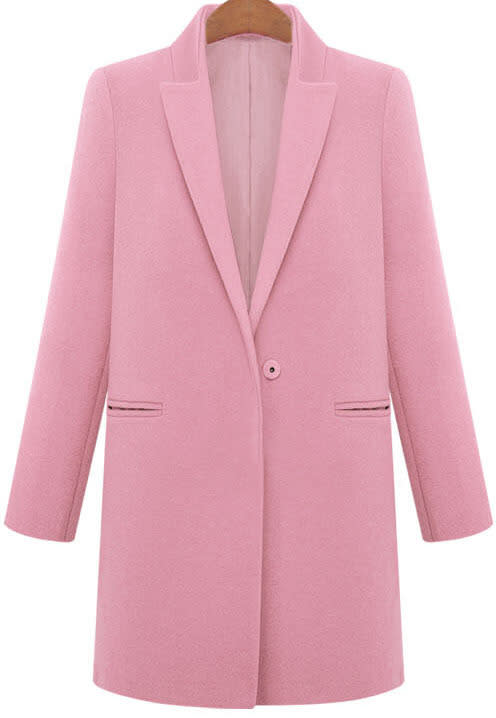 Romwe Woolen Pink coat, $38.33, romwe.com