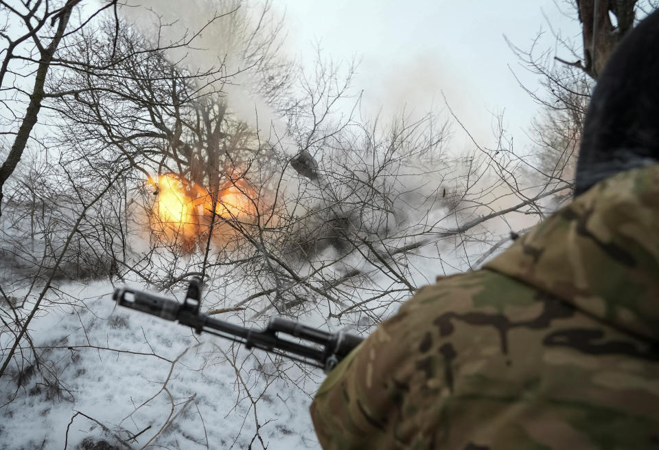 Ukrainian servicemen of 93rd brigade fire a 2S1 Gvozdika self propelled howitzer towards Russian troops, amid Russia's attack on Ukraine, near the town of Chasiv Yar, Ukraine, Feb. 22, 2024. / Credit: STRINGER/REUTERS