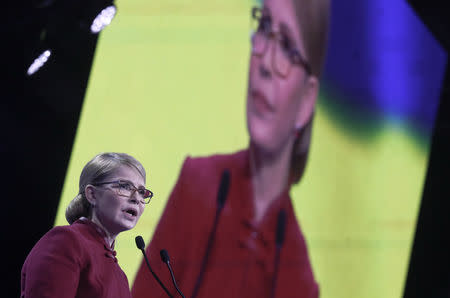 Ukrainian opposition politician Yulia Tymoshenko delivers a speech during a congress of Batkivshchyna (Fatherland) party in Kiev, Ukraine January 22, 2019. REUTERS/Valentyn Ogirenko