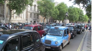 London anti-Uber taxi protest: June 11, 2014 (photo by Flickr user David Holt)