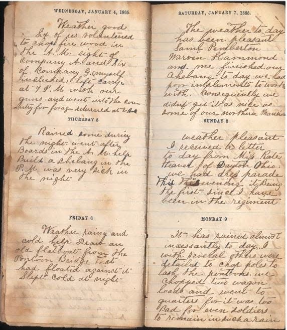 A page from the diary of Charles A. Cook, a Licking County soldier in the Civil War.