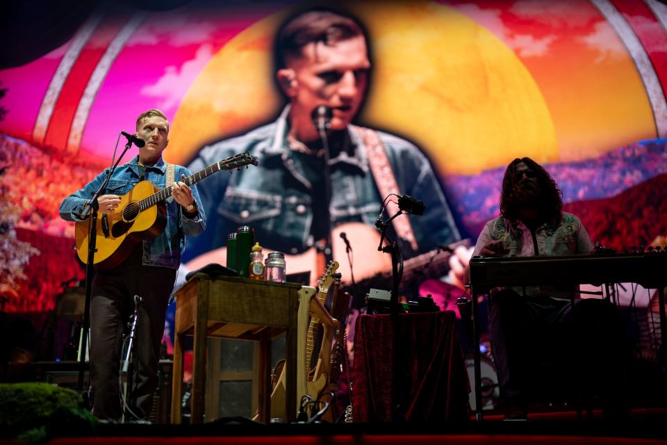 Tyler Childers performs during his Mule Pull ’24 Tour concert at Bridgestone Arena in Nashville, Tenn., Thursday, April 18, 2024.