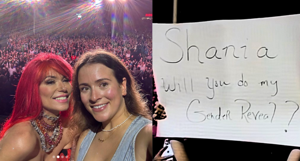 Singer Shania Twain helped a fan with her gender reveal during a Toronto concert. (Instagram/@naturallyhayleigh)