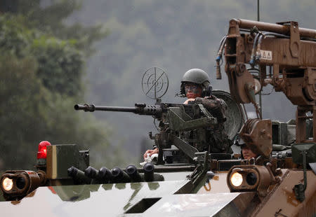 A South Korean soldier takes part in a combined arms collective training exercise in Pocheon, South Korea September 19, 2017. REUTERS/Kim Hong-Ji