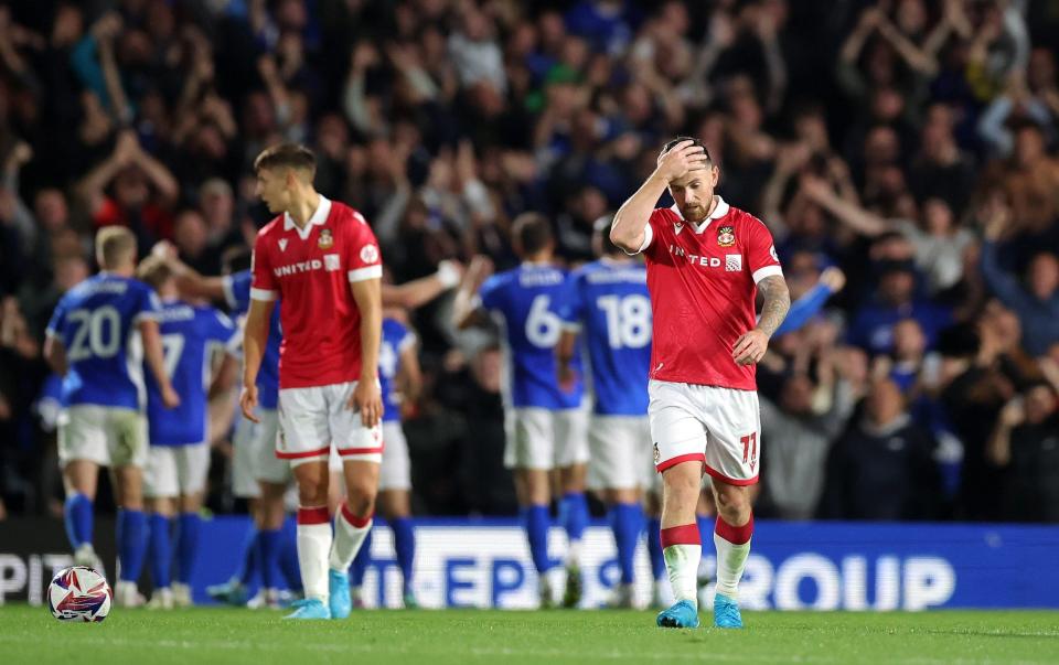 Wrexham's Jack Marriott reacts during the League One tie against Birmingham