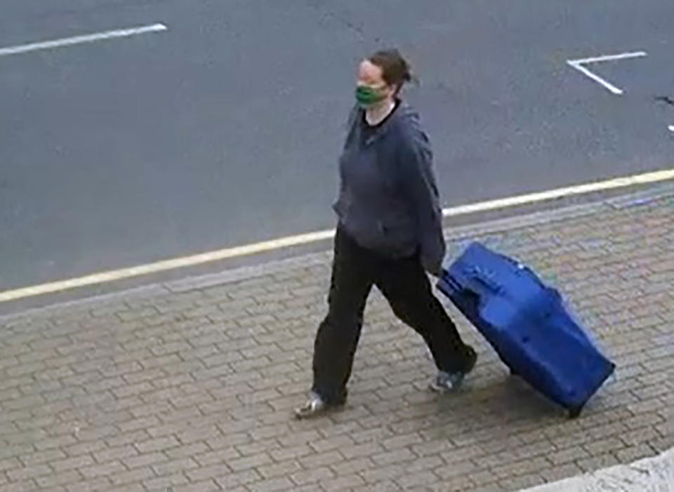 BEST QUALITY AVAILABLE A screen grab taken from CCTV issued by Metropolitan Police of Jemma Mitchell, 38 on Chaplin Road, north west London dragging a blue suitcase on 11 June 2021. Issue date: Thursday October 13, 2022.