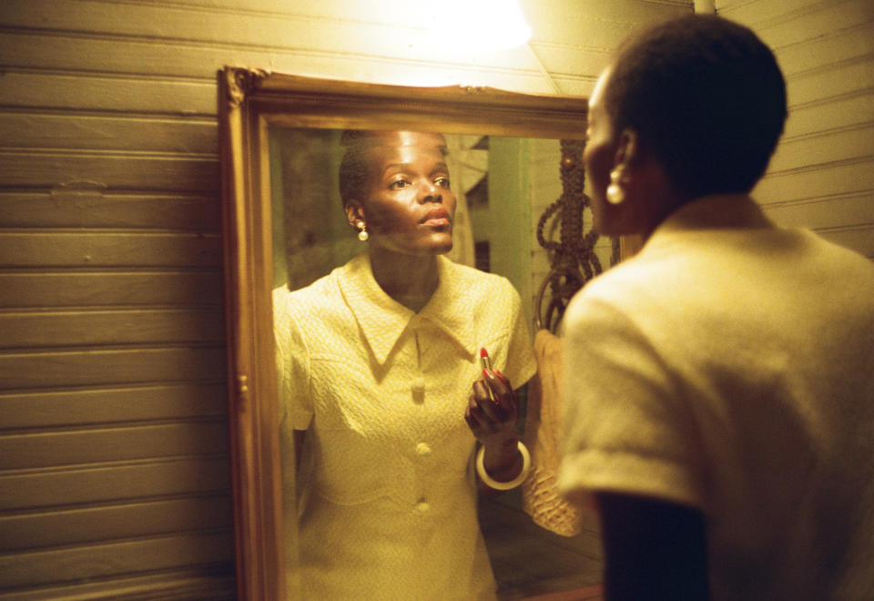 This image released by A24 shows Sheila Atim in a scene from "All Dirt Roads Taste of Salt." (Jaclyn Martinez/A24 via AP)