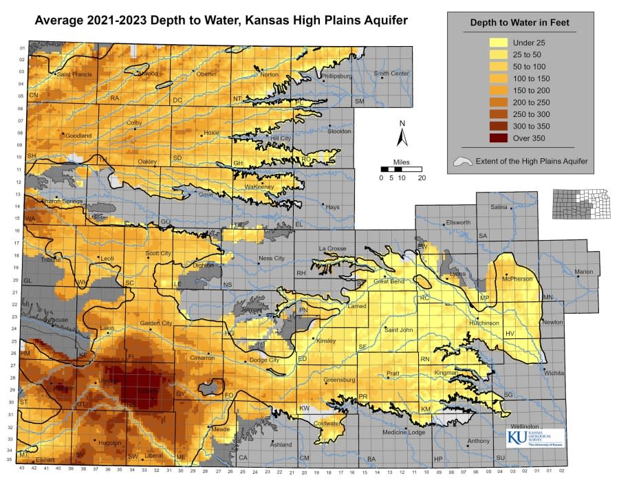 Average 2021-2023 Depth to Water (Courtesy Kansas Geological Survey)